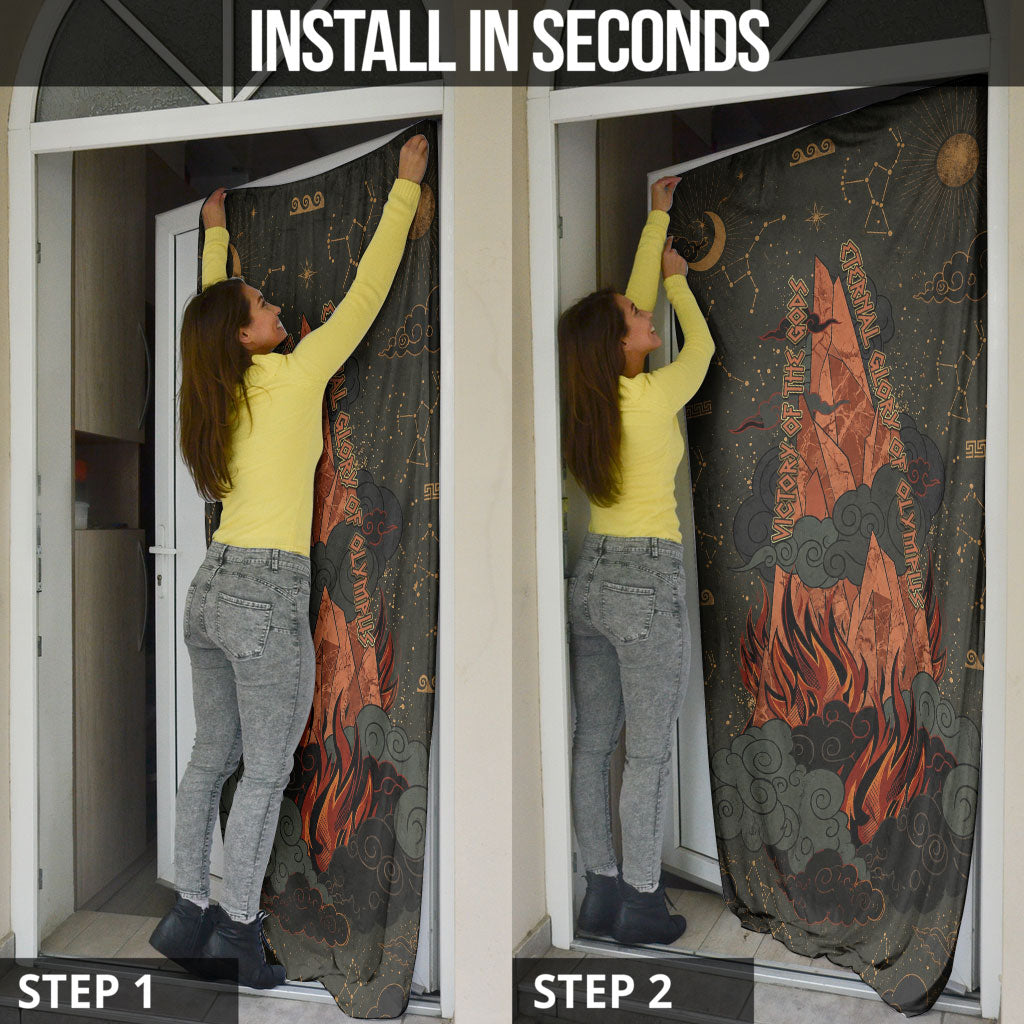 Mount Olympus Door Cover Greek Prometheus Torch Flame Lightning Mountain Constellations