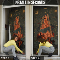 Mount Olympus Door Cover Greek Prometheus Torch Flame Lightning Mountain Constellations