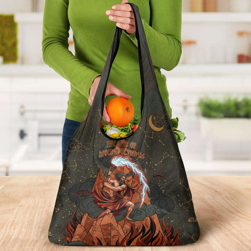 Mount Olympus Grocery Bag Greek Prometheus Torch Flame Lightning Mountain Constellations