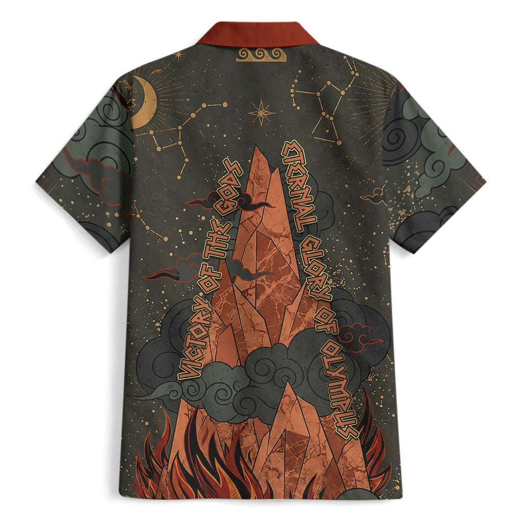 Mount Olympus Hawaiian Shirt Greek Prometheus Torch Flame Lightning Mountain Constellations