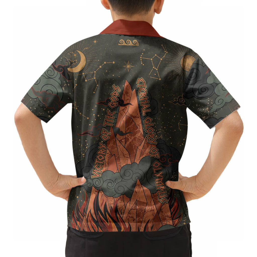 Mount Olympus Hawaiian Shirt Greek Prometheus Torch Flame Lightning Mountain Constellations