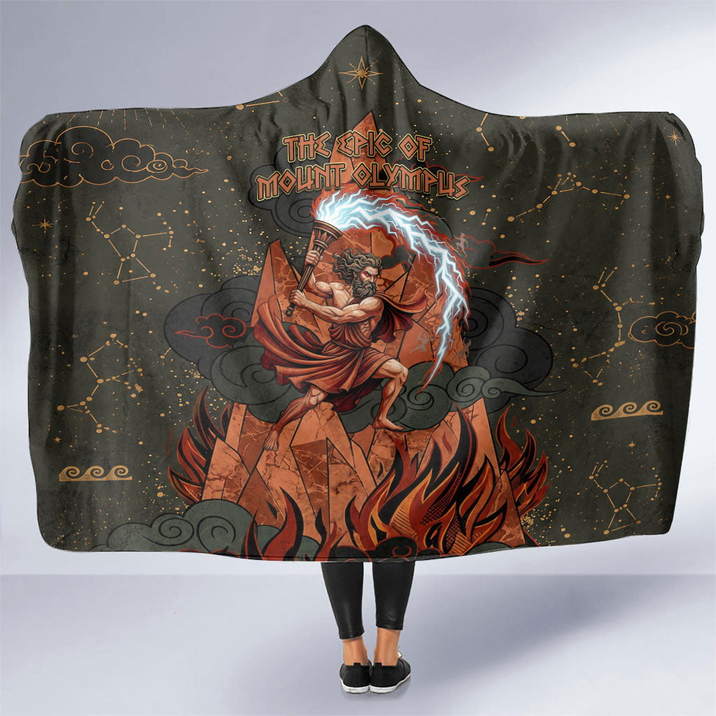 Mount Olympus Hooded Blanket Greek Prometheus Torch Flame Lightning Mountain Constellations