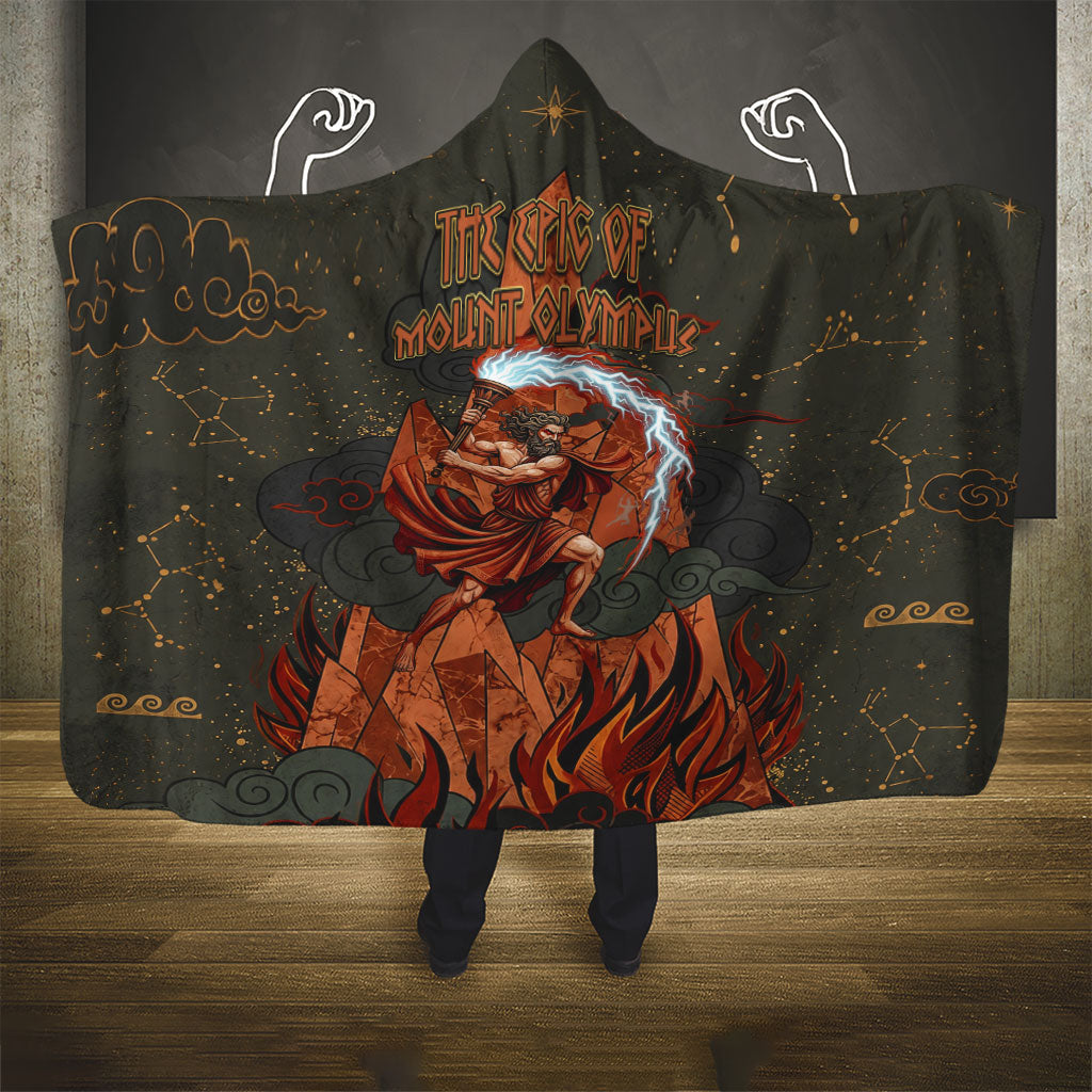 Mount Olympus Hooded Blanket Greek Prometheus Torch Flame Lightning Mountain Constellations
