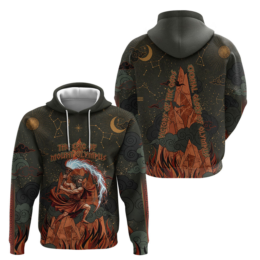 Mount Olympus Hoodie Greek Prometheus Torch Flame Lightning Mountain Constellations