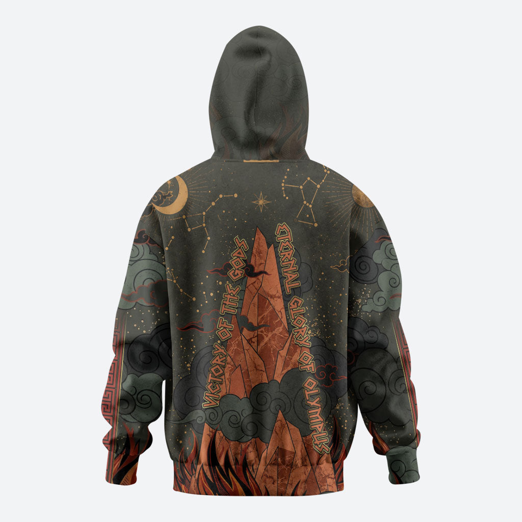 Mount Olympus Hoodie Greek Prometheus Torch Flame Lightning Mountain Constellations