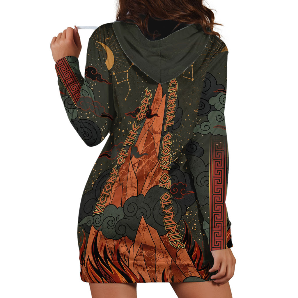 Mount Olympus Hoodie Dress Greek Prometheus Torch Flame Lightning Mountain Constellations