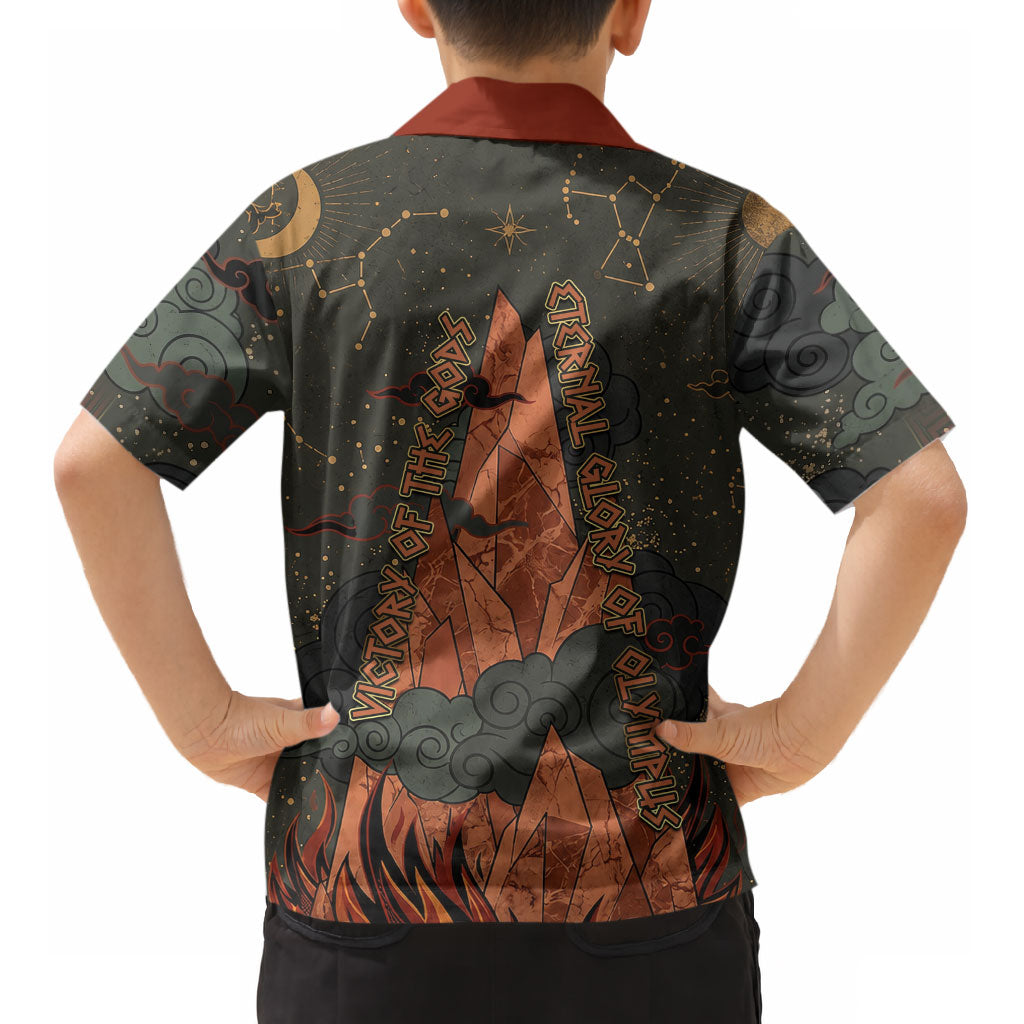 Mount Olympus Kid Hawaiian Shirt Greek Prometheus Torch Flame Lightning Mountain Constellations