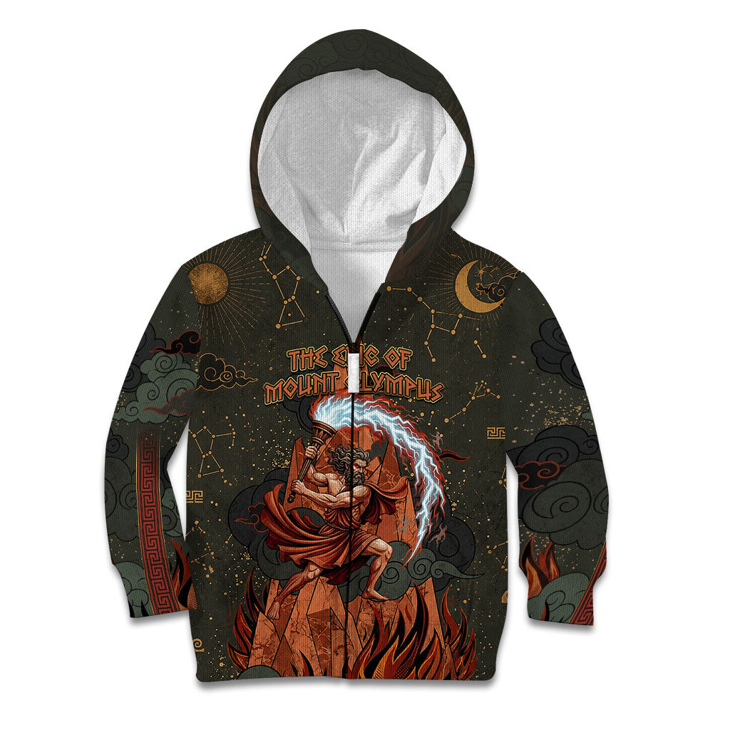 Mount Olympus Kid Hoodie Greek Prometheus Torch Flame Lightning Mountain Constellations