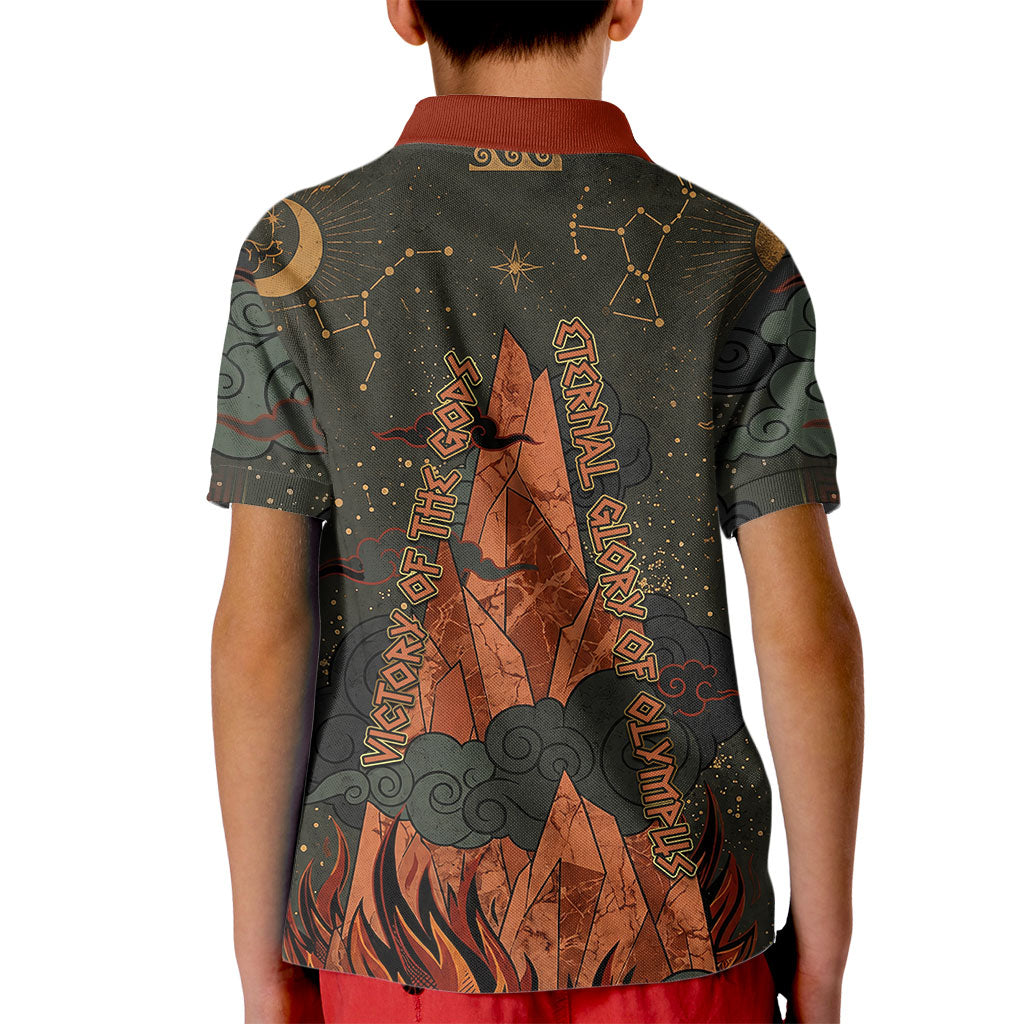 Mount Olympus Kid Polo Shirt Greek Prometheus Torch Flame Lightning Mountain Constellations