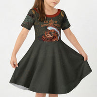 Mount Olympus Kid Short Sleeve Dress Greek Prometheus Torch Flame Lightning Mountain Constellations