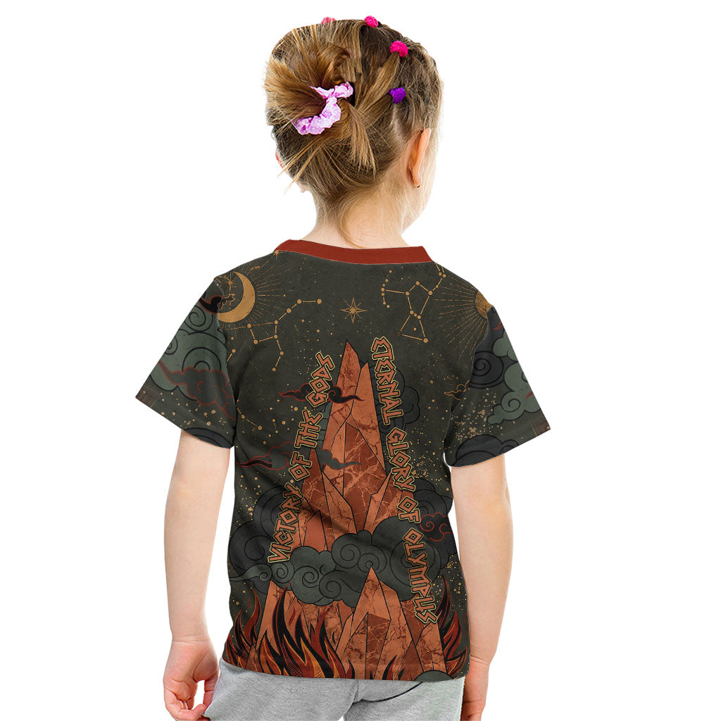 Mount Olympus Kid T Shirt Greek Prometheus Torch Flame Lightning Mountain Constellations
