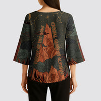 Mount Olympus Kimono Sleeve Blouse Greek Prometheus Torch Flame Lightning Mountain Constellations
