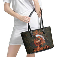 Mount Olympus Leather Tote Bag Greek Prometheus Torch Flame Lightning Mountain Constellations