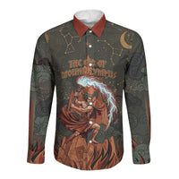 Mount Olympus Long Sleeve Button Shirt Greek Prometheus Torch Flame Lightning Mountain Constellations