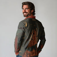 Mount Olympus Long Sleeve Polo Shirt Greek Prometheus Torch Flame Lightning Mountain Constellations