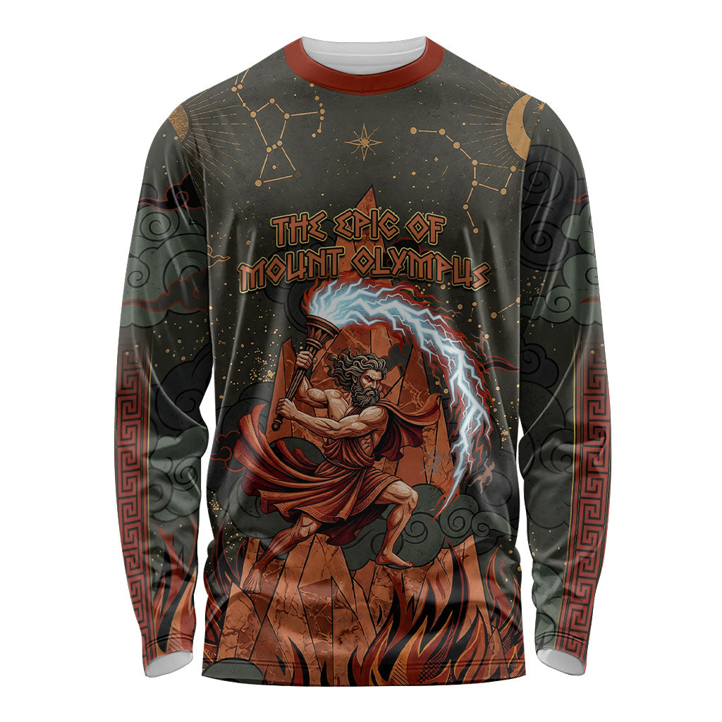 Mount Olympus Long Sleeve Shirt Greek Prometheus Torch Flame Lightning Mountain Constellations
