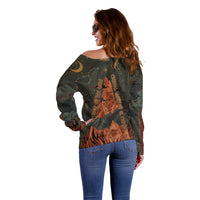 Mount Olympus Off Shoulder Sweater Greek Prometheus Torch Flame Lightning Mountain Constellations