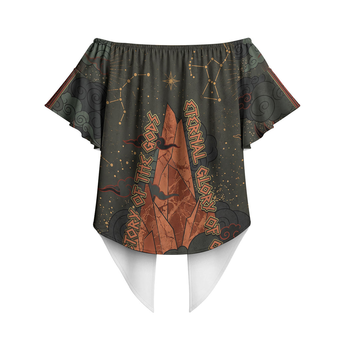 Mount Olympus Off Shoulder Wrap Waist Top Greek Prometheus Torch Flame Lightning Mountain Constellations