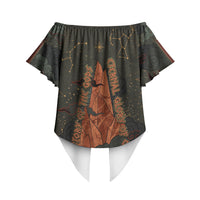 Mount Olympus Off Shoulder Wrap Waist Top Greek Prometheus Torch Flame Lightning Mountain Constellations