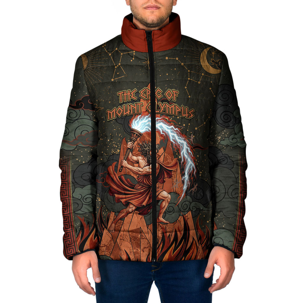 Mount Olympus Padded Jacket Greek Prometheus Torch Flame Lightning Mountain Constellations