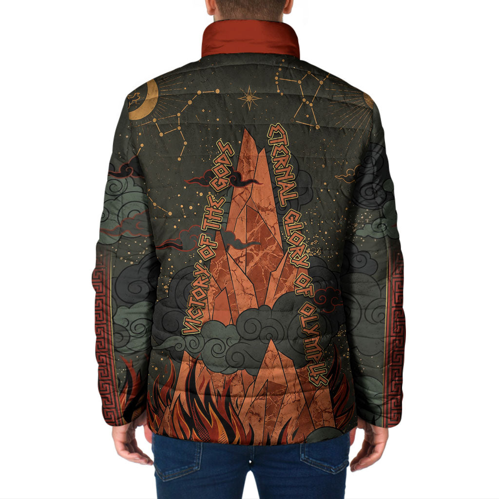 Mount Olympus Padded Jacket Greek Prometheus Torch Flame Lightning Mountain Constellations