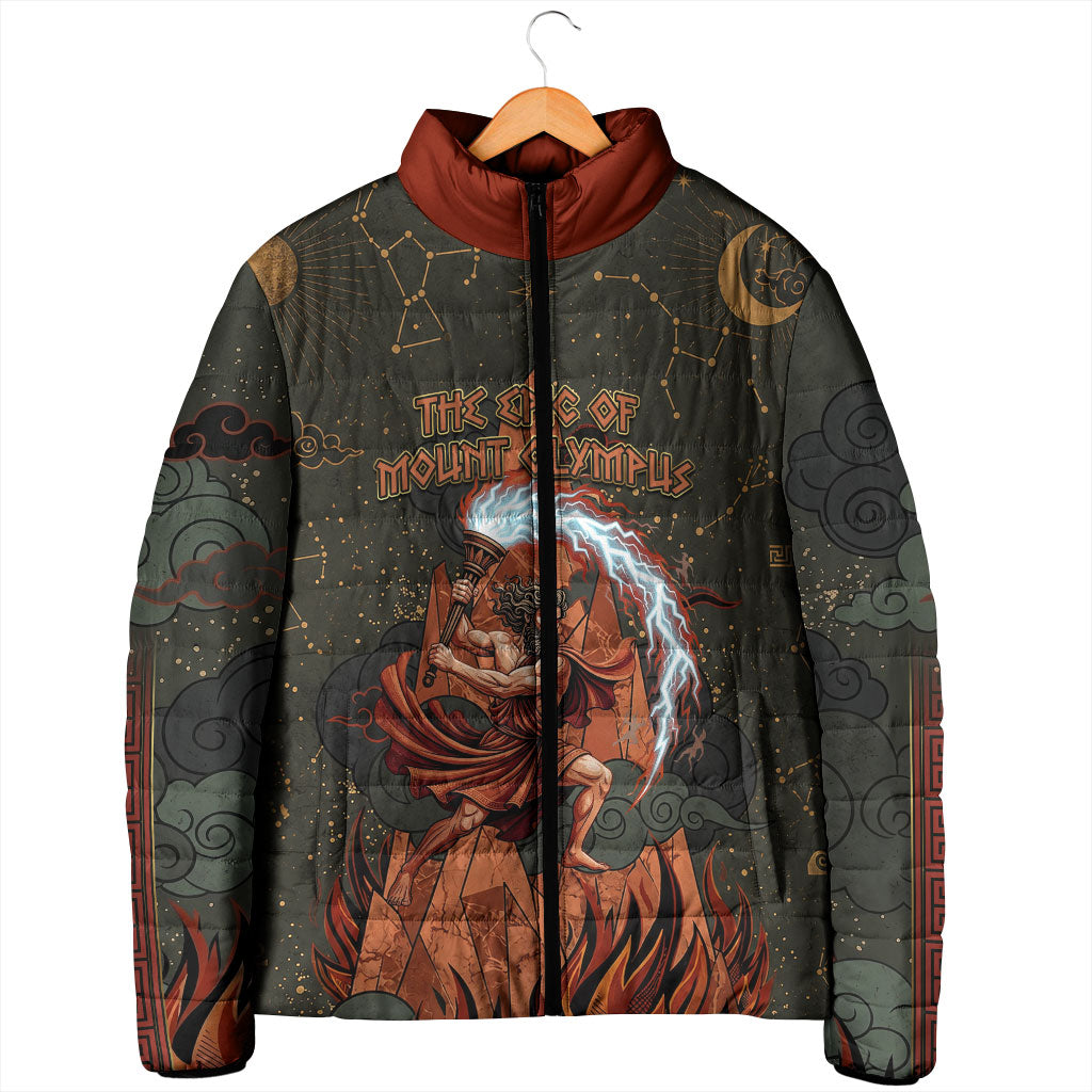 Mount Olympus Padded Jacket Greek Prometheus Torch Flame Lightning Mountain Constellations
