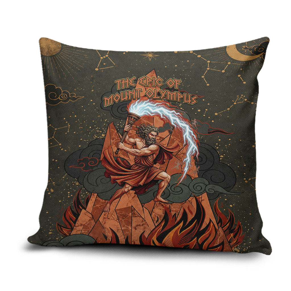 Mount Olympus Pillow Cover Greek Prometheus Torch Flame Lightning Mountain Constellations