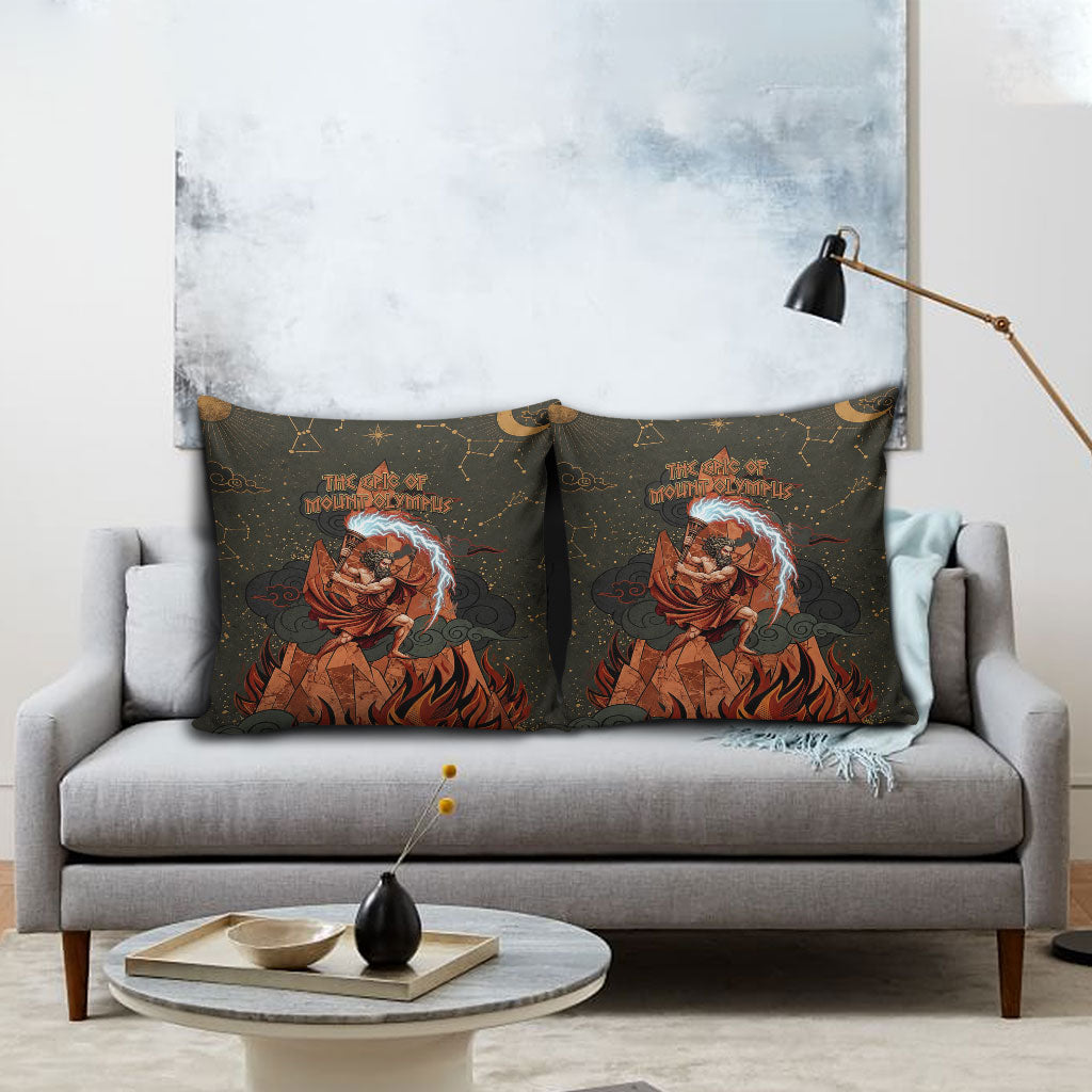 Mount Olympus Pillow Cover Greek Prometheus Torch Flame Lightning Mountain Constellations