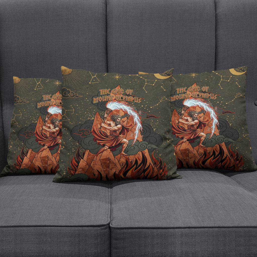 Mount Olympus Pillow Cover Greek Prometheus Torch Flame Lightning Mountain Constellations