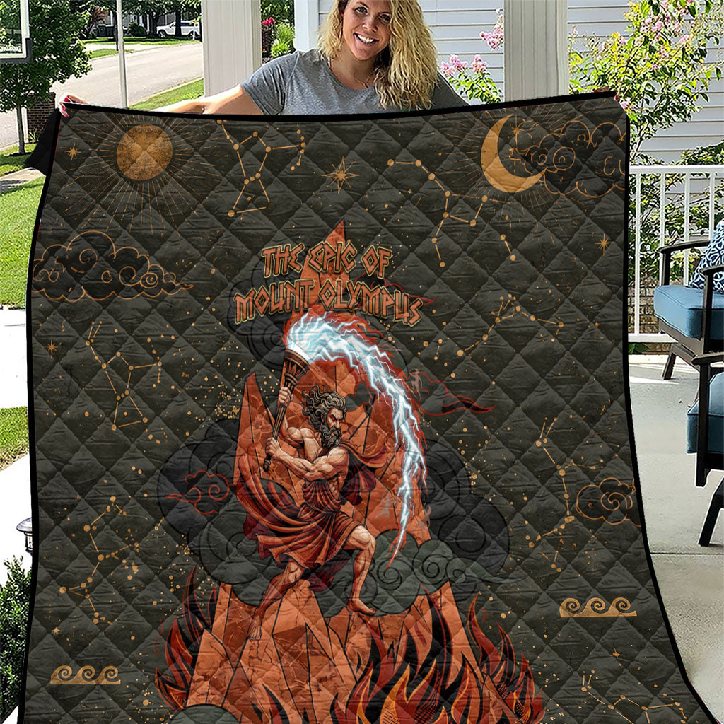 Mount Olympus Quilt Greek Prometheus Torch Flame Lightning Mountain Constellations
