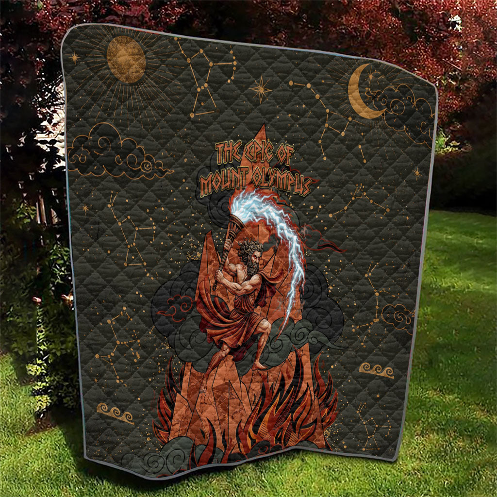Mount Olympus Quilt Greek Prometheus Torch Flame Lightning Mountain Constellations