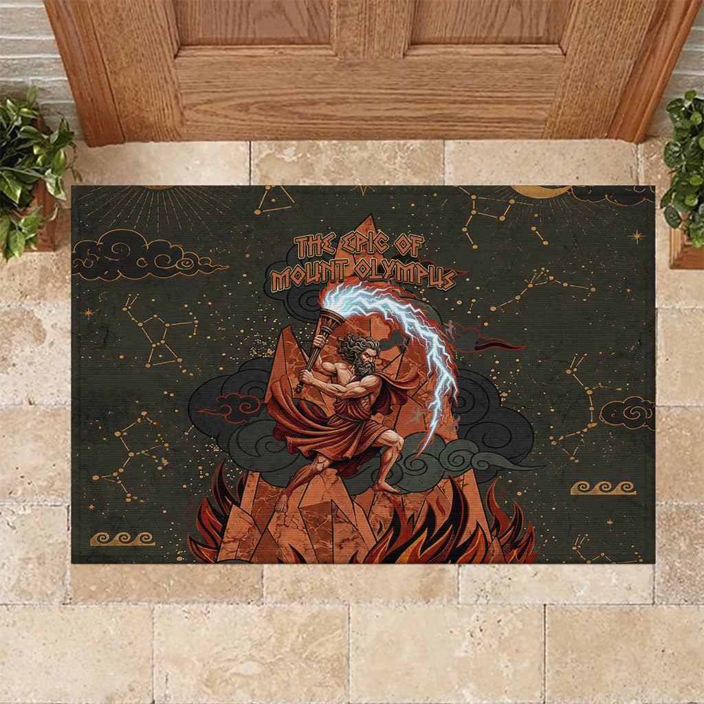 Mount Olympus Rubber Doormat Greek Prometheus Torch Flame Lightning Mountain Constellations