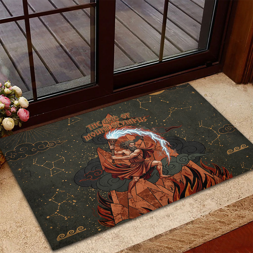 Mount Olympus Rubber Doormat Greek Prometheus Torch Flame Lightning Mountain Constellations