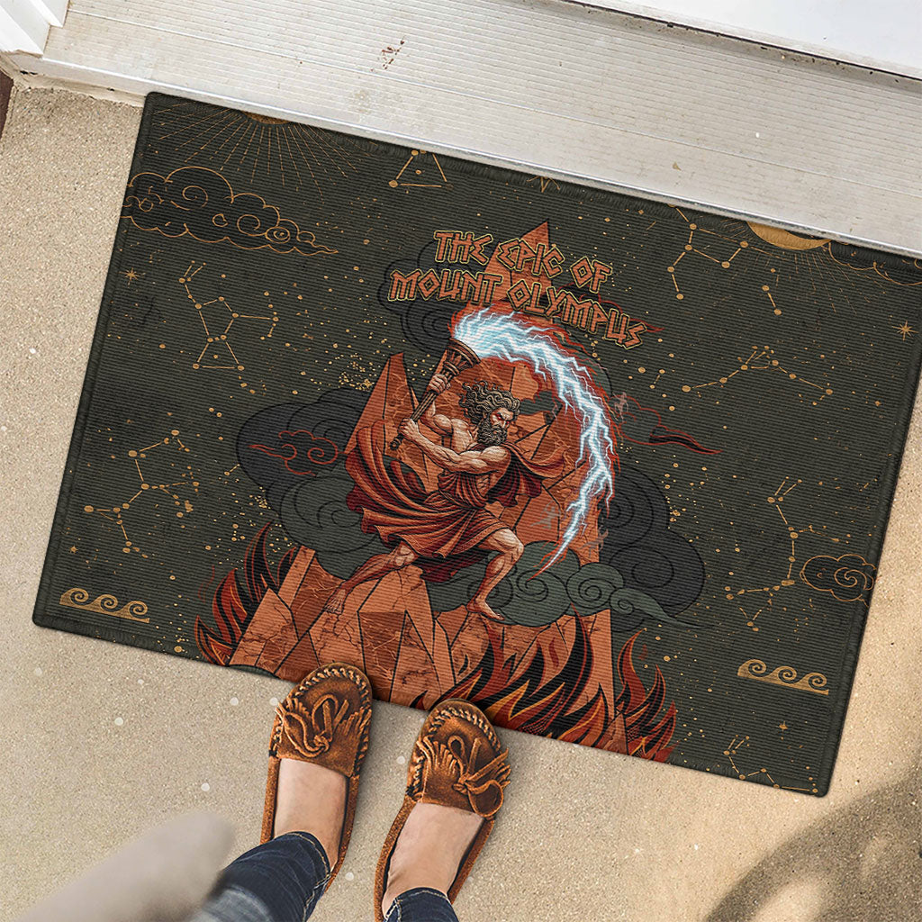 Mount Olympus Rubber Doormat Greek Prometheus Torch Flame Lightning Mountain Constellations