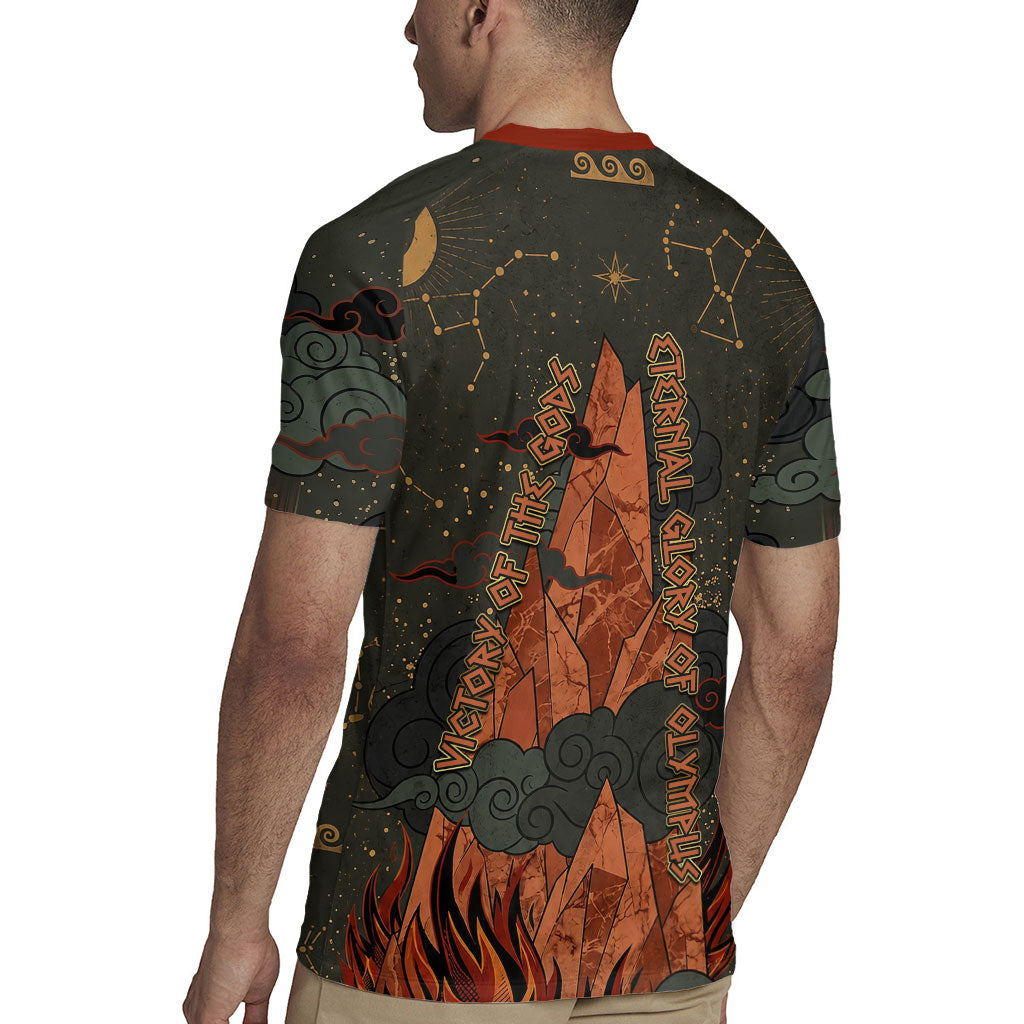 Mount Olympus Rugby Jersey Greek Prometheus Torch Flame Lightning Mountain Constellations