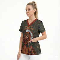 Mount Olympus Scrub Top Greek Prometheus Torch Flame Lightning Mountain Constellations