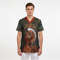 Mount Olympus Scrub Top Greek Prometheus Torch Flame Lightning Mountain Constellations