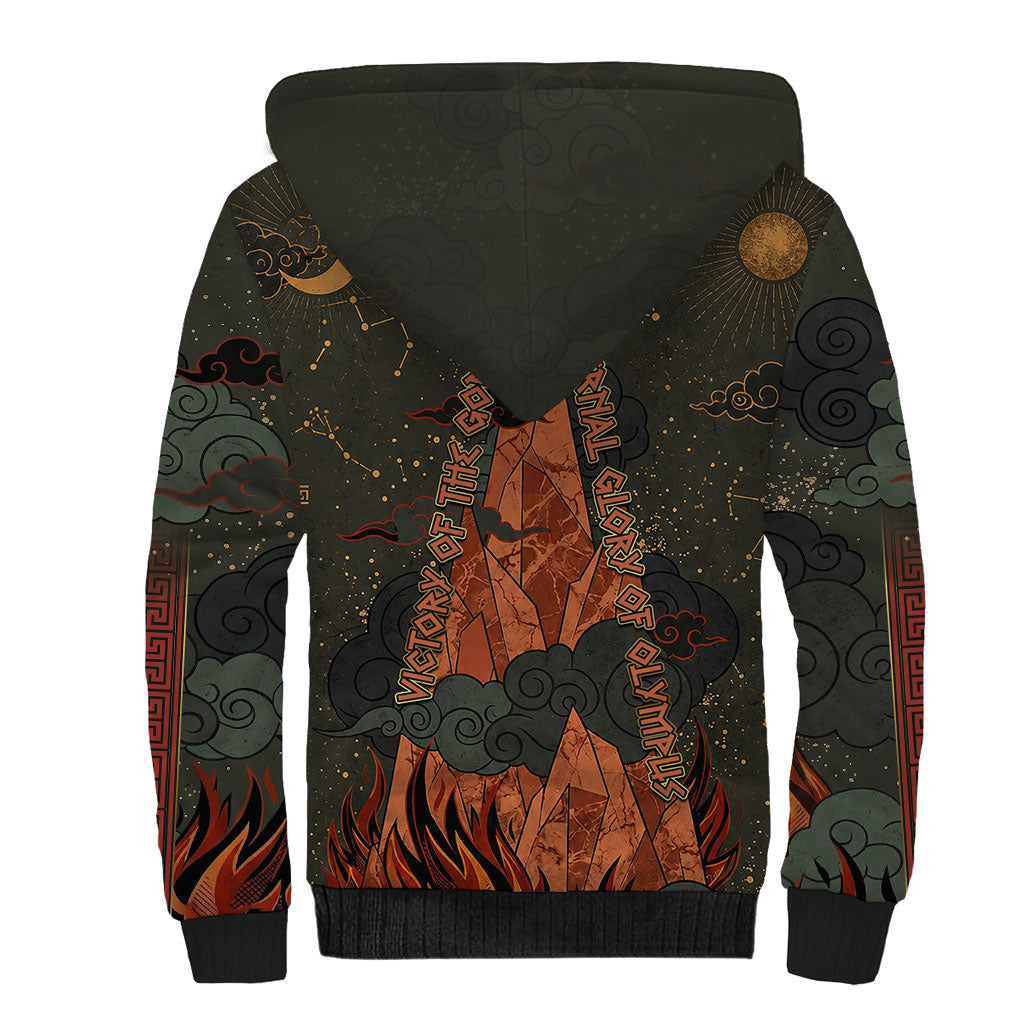 Mount Olympus Sherpa Hoodie Greek Prometheus Torch Flame Lightning Mountain Constellations