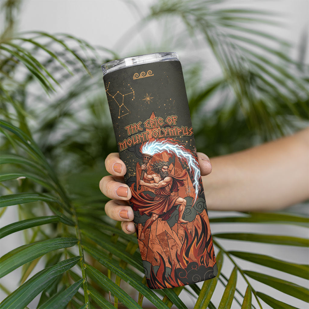 Mount Olympus Skinny Tumbler Greek Prometheus Torch Flame Lightning Mountain Constellations