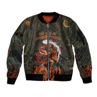 Mount Olympus Sleeve Zip Bomber Jacket Greek Prometheus Torch Flame Lightning Mountain Constellations