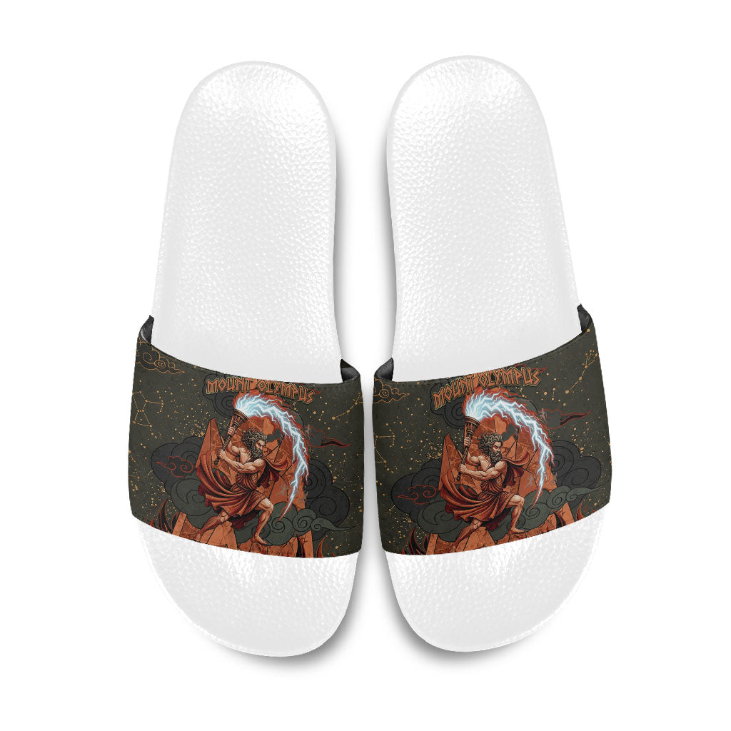 Mount Olympus Slide Sandals Greek Prometheus Torch Flame Lightning Mountain Constellations