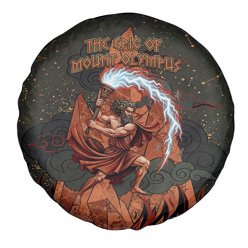 Mount Olympus Spare Tire Cover Greek Prometheus Torch Flame Lightning Mountain Constellations