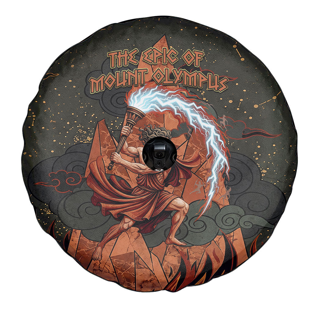 Mount Olympus Spare Tire Cover Greek Prometheus Torch Flame Lightning Mountain Constellations