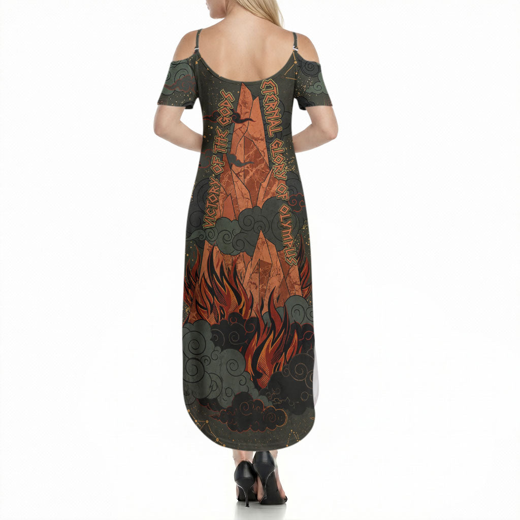 Mount Olympus Summer Maxi Dress Greek Prometheus Torch Flame Lightning Mountain Constellations