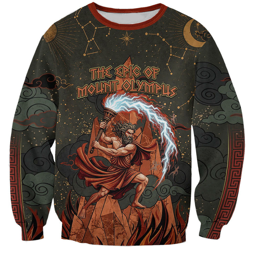 Mount Olympus Sweatshirt Greek Prometheus Torch Flame Lightning Mountain Constellations