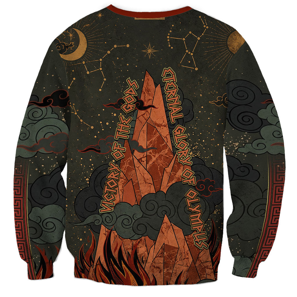 Mount Olympus Sweatshirt Greek Prometheus Torch Flame Lightning Mountain Constellations