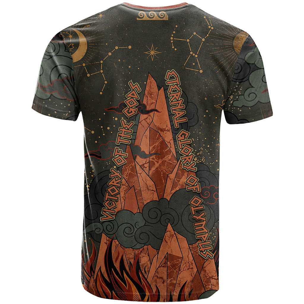 Mount Olympus T Shirt Greek Prometheus Torch Flame Lightning Mountain Constellations