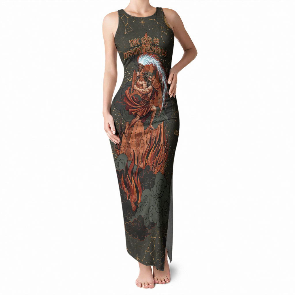 Mount Olympus Tank Maxi Dress Greek Prometheus Torch Flame Lightning Mountain Constellations