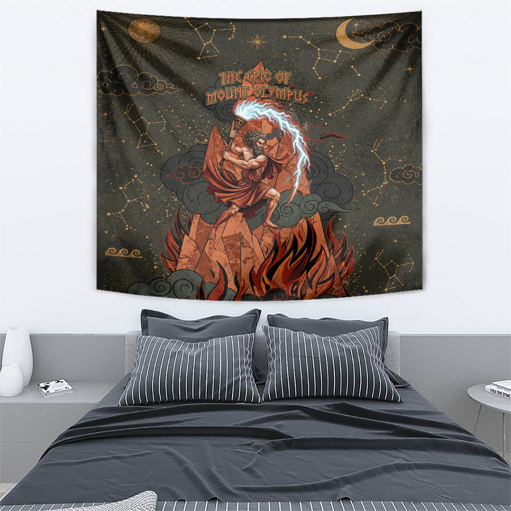 Mount Olympus Tapestry Greek Prometheus Torch Flame Lightning Mountain Constellations