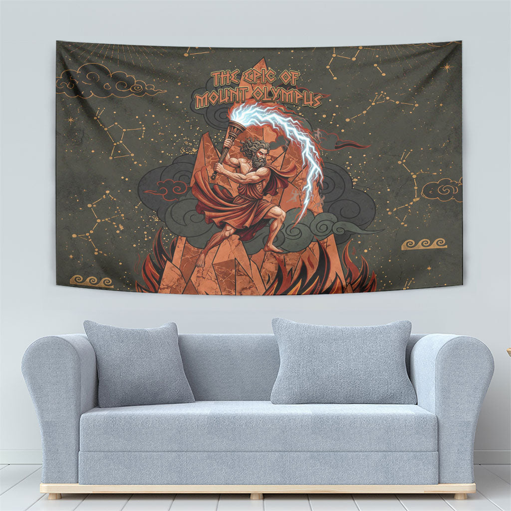 Mount Olympus Tapestry Greek Prometheus Torch Flame Lightning Mountain Constellations